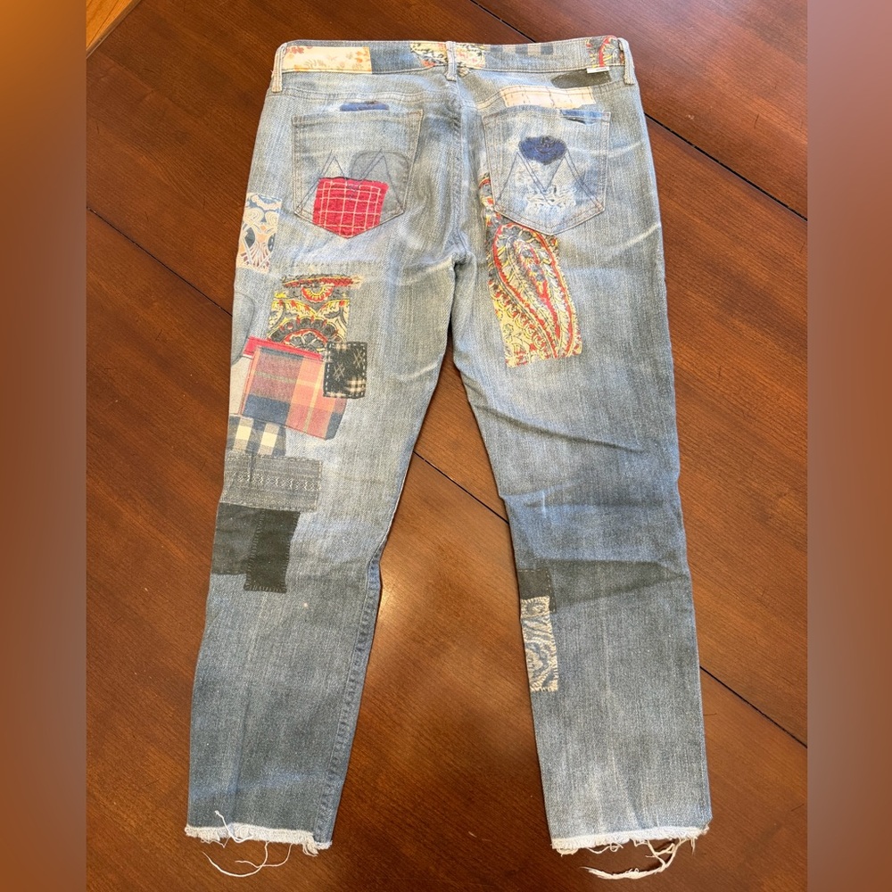 MOTHER Skinny Not Skinny Fray False Impressions Patchwork Jean Size 28 - Picture 5 of 10